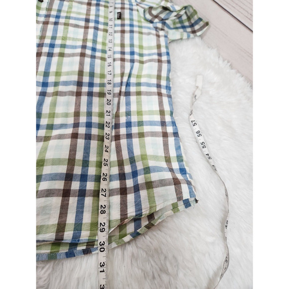 Woolrich Men's Blue Green Brown Plaid Short Sleeve Button Down Shirt Size XL - Picture 6 of 6